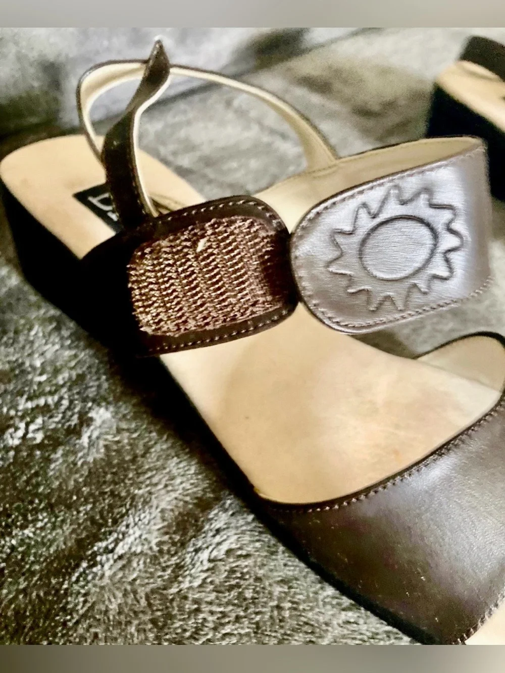 Strappy Sandals with Sun Embossed Accent